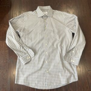 Eton Shirt Men Blue Brown Check Contemporary Button Up Size 16/41 Career